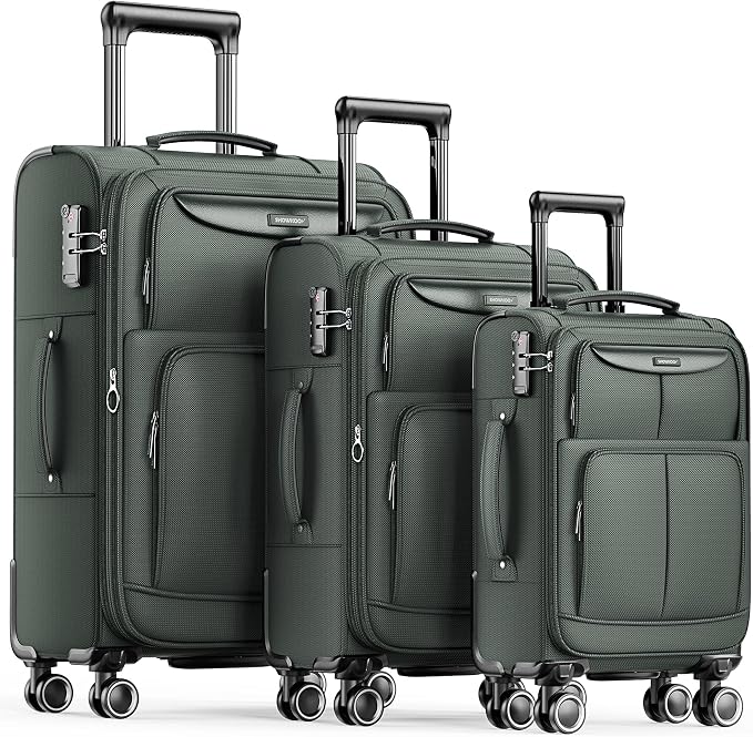 SHOWKOO Luggage Sets 3 Piece Softside Expandable Lightweight Durable Suitcase by SHOWKOO