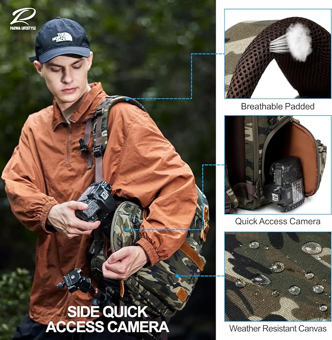 Padwa Lifestyle Camouflage Camera Backpack - Image 5