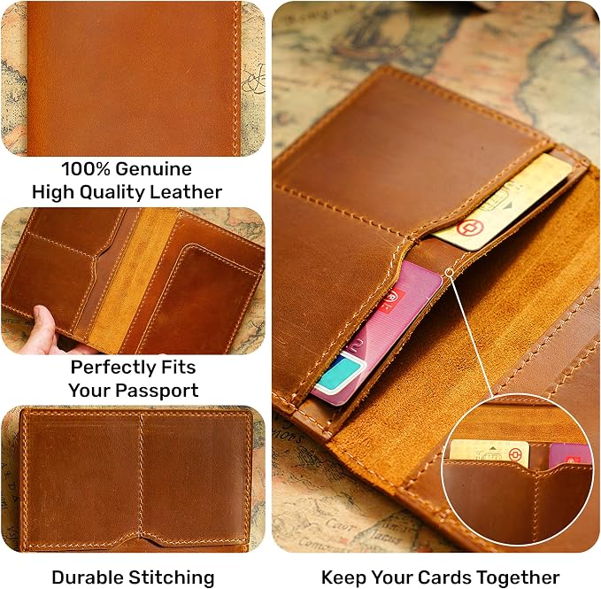 HIFA Personalized Leather Passport Holder, Handmade Passport Cover - Image 2