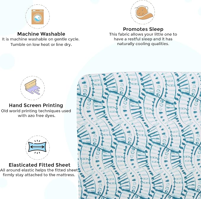 Crane Baby Soft Cotton Crib Mattress Sheet, Fitted Sheet - Image 4