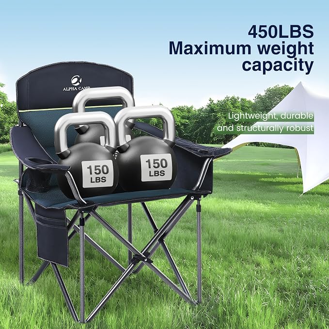 HIGH POINT SPORTS Oversized Camping Folding Chair, Heavy Duty Portable Outdoor - Image 3