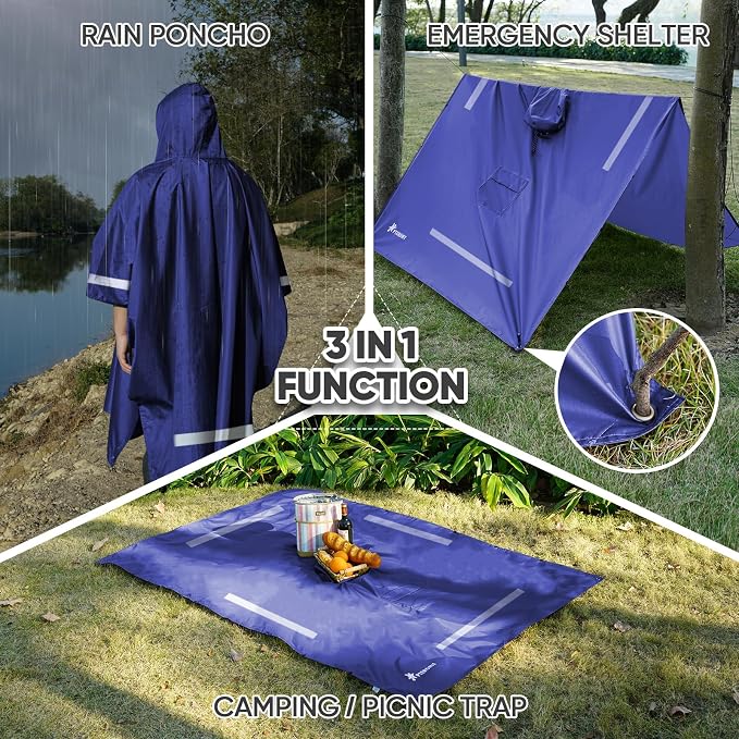 PTEROMY Hooded Rain Poncho for Adult - Image 2