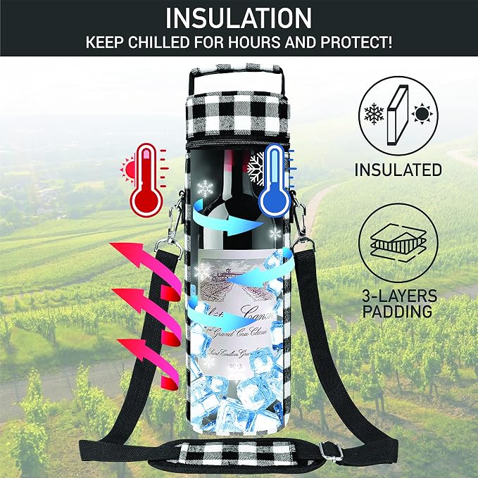 opux Wine Bag Single Bottle Carrier Tote, Insulated Wine Cooler Bag - Image 2