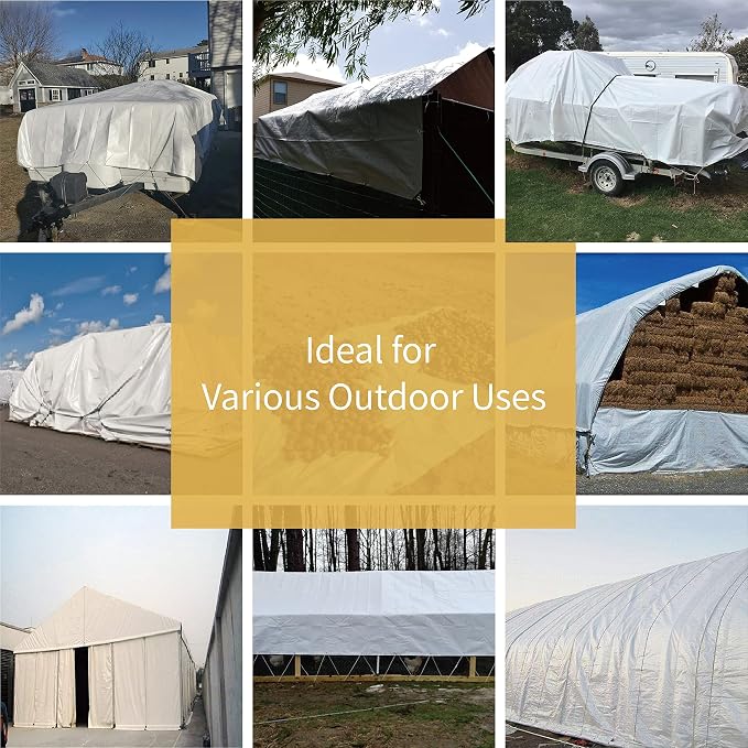 GUARD SHIELD Tarp White 12x12 Feet Multi Purpose Waterproof Poly Tarp Cover 5mil - Image 6
