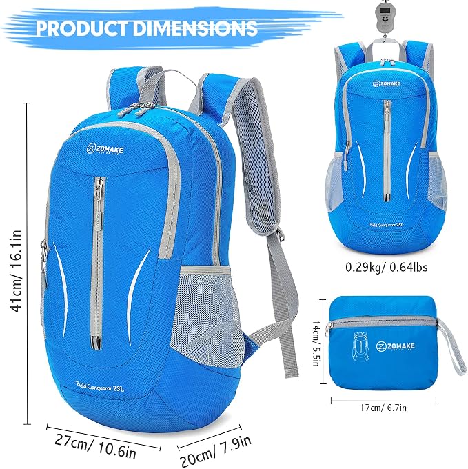 ZOMAKE Ultra Lightweight Packable Backpack 25L, Foldable Hiking Backpacks Water - Image 2