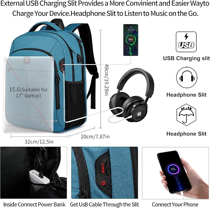 Backpack, Bookbag for Men and Women, 17.3 inch TSA Water Resistant Business - Image 4