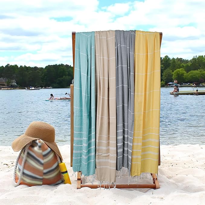 HILLFAIR Cotton Turkish Beach Towels, Quick Dry Lightweight Sand Free Peshtemal - Image 6