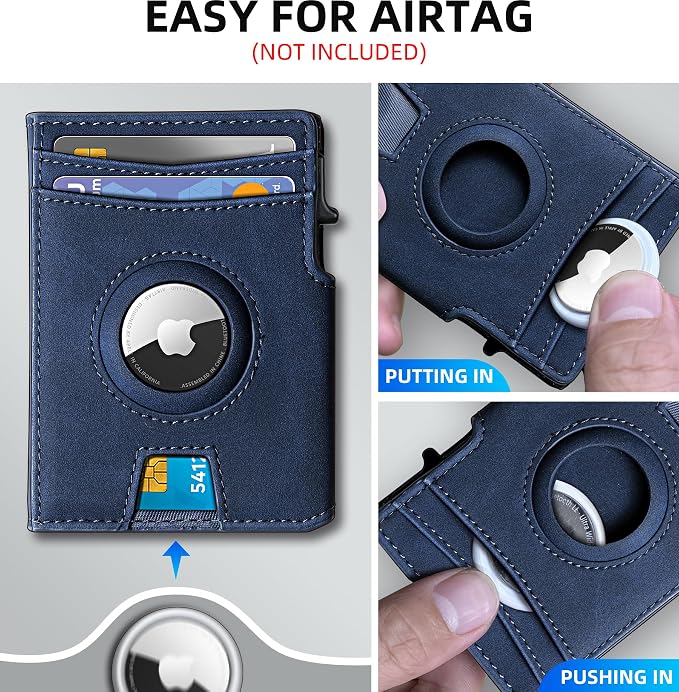 Airtag Wallet for Men, with Money Clip 10 Cards Metal Case Smart Slim Pop Up - Image 4