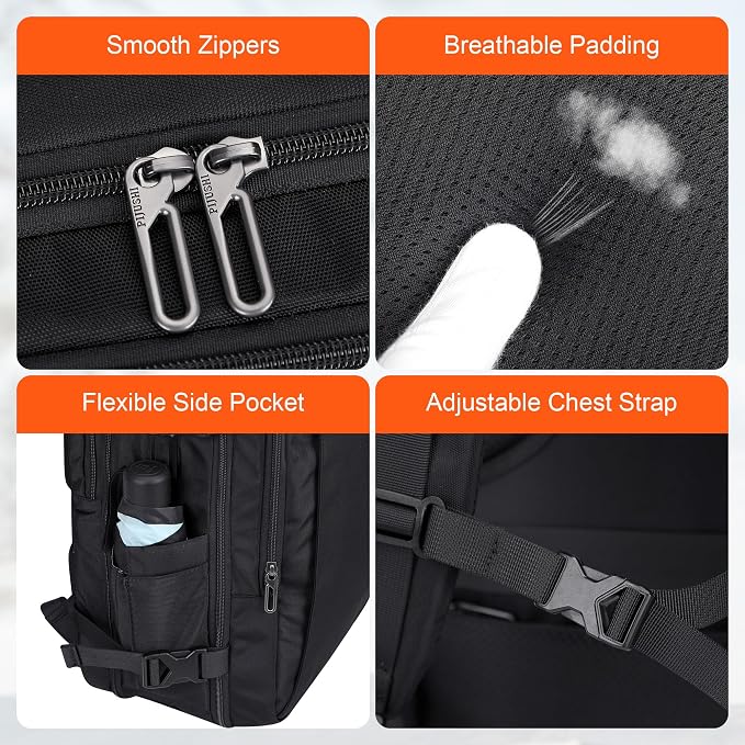 PIJUSHI Travel Backpack for Women Men Expandable Carry on Luggage Backpack - Image 9