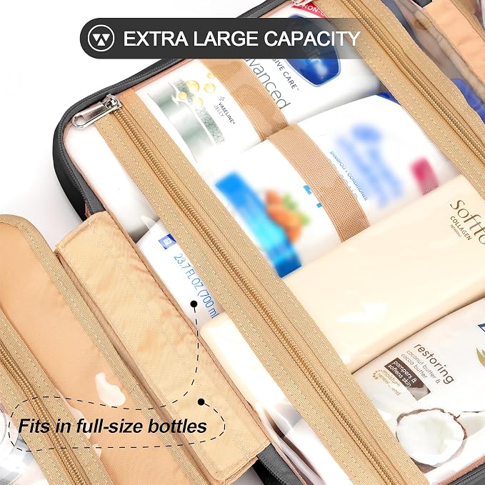Travel Hanging Toiletry Bag for Women, Large Makeup Bag 8 Leak Proofing - Image 4