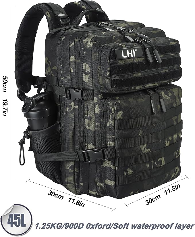 LHI Military Tactical Backpack for Men and Women 45L Army 3 Days Assault Pack - Image 3