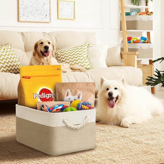SIMPLE HOUSEWARE Large Fabric Storage Bin, 15.7" x 12" - Image 7