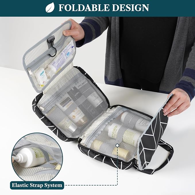 PAVILIA Hanging Toiletry Bag Travel Bag Women Men, Foldable Cosmetic Organizer - Image 4