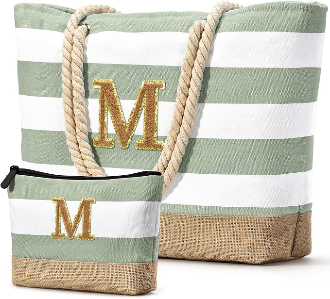 Becokan Beach Bag Initial Beach Tote by BecokanBeachBagSpecialist