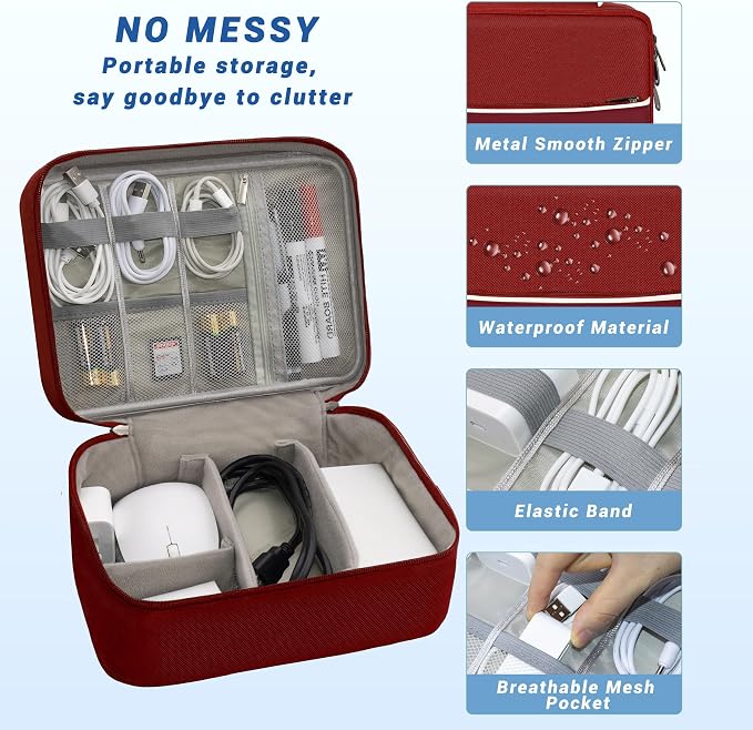 Electronics Organizer, Travel Cord Organizer Pouch, Portable Cable Organizer - Image 3
