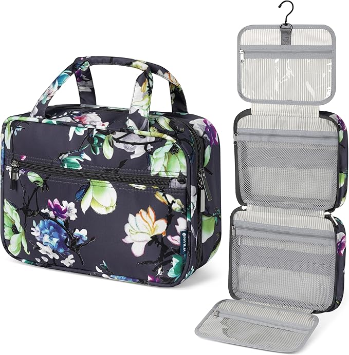 PAVILIA Hanging Toiletry Bag Travel Bag Women Men, Foldable Cosmetic Organizer by PAVILIA