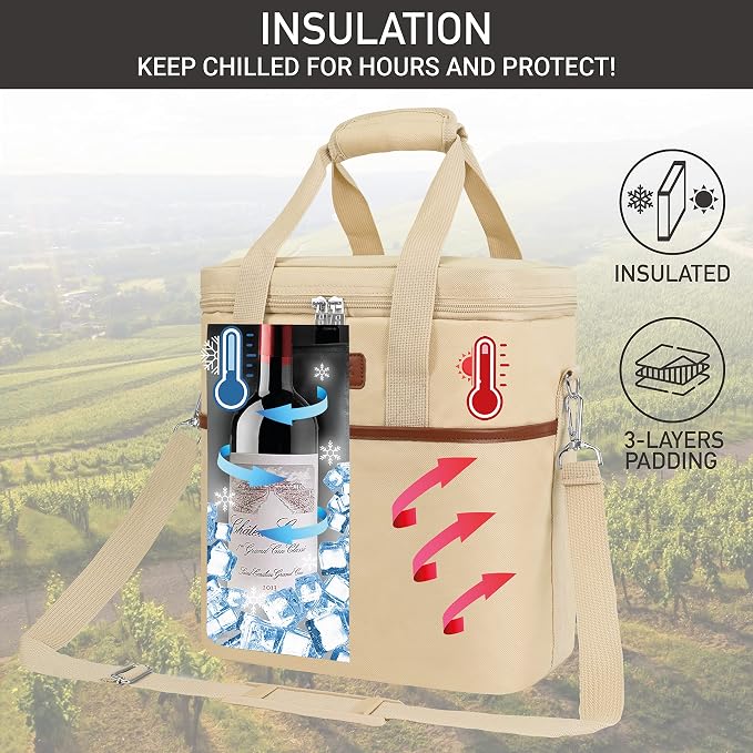 Opux 6 Bottle Carrier Tote | Insulated Padded Cooler Bag - Image 2