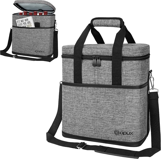 opux 6 Bottle Carrier Tote | Insulated Padded Wine Cooler Bag - Image 8