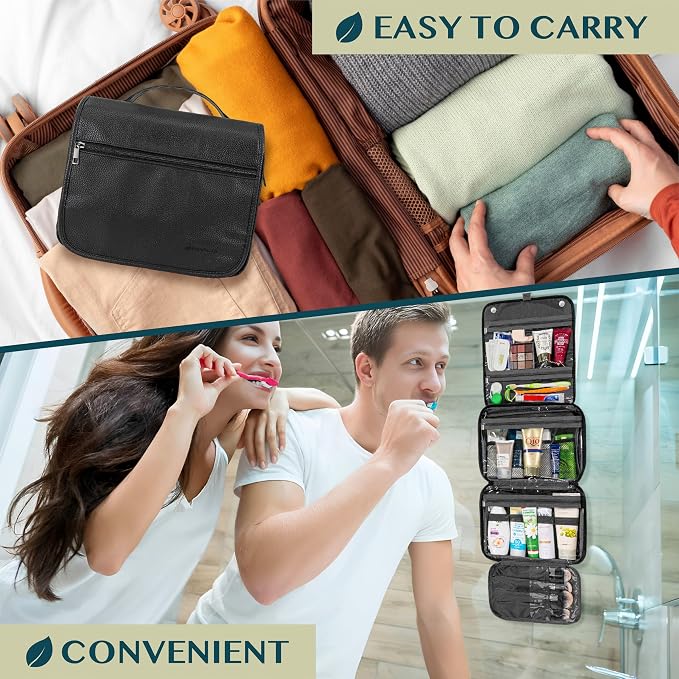 PAVILIA Hanging Toiletry Bag Women Men, Foldable Cosmetic Organizer Travel Bag - Image 7