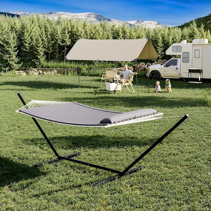 Double Hammock with Stand for 2 Persons Outdoor, Heavy Duty 450lb Capacity - Image 4