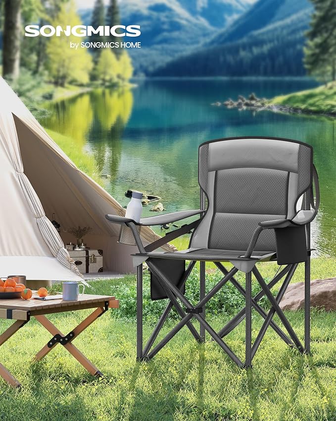 SONGMICS Oversized Lumbar Support Camping Chair, Heavy-Duty Outdoor Folding - Image 3