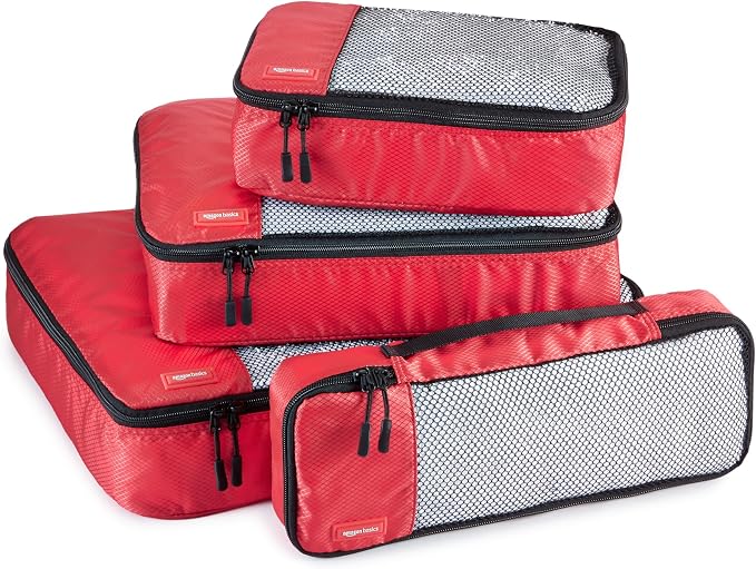 Amazon Basics Packing Cubes for Travel, Packing Organizers Set, 4-Piece-Set by AmazonBasics