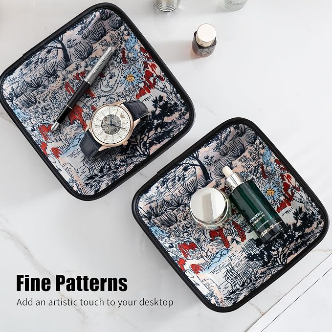 2025 Improved Design Premium Square Fabric Valet Tray Organizer Set of 2 - Image 9