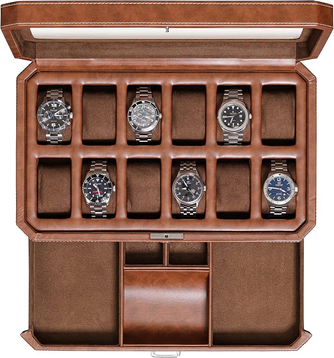 ROTHWELL 12 Slot Leather Watch Box by RothwellSanFrancisco