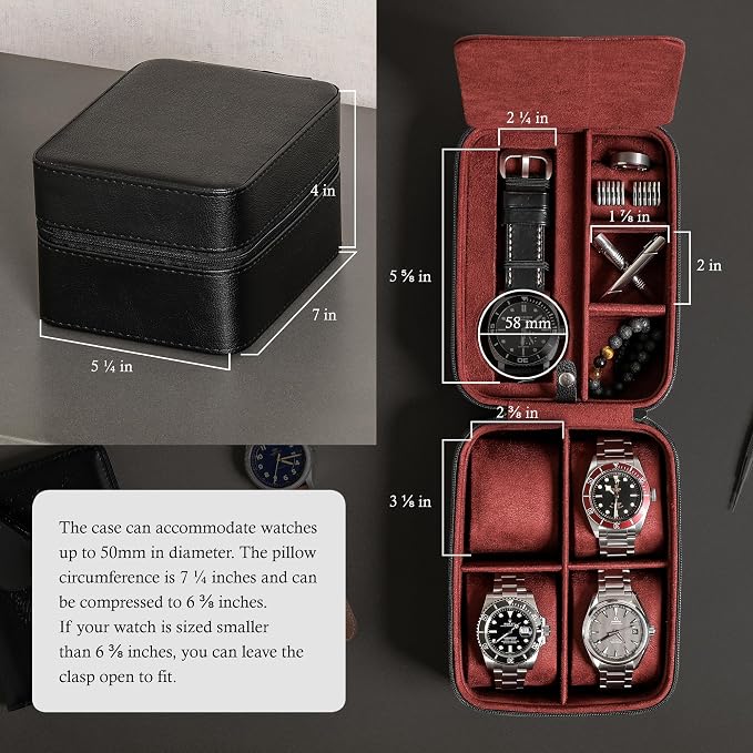 ROTHWELL 5 Watch Travel Case Storage Organizer - Image 4