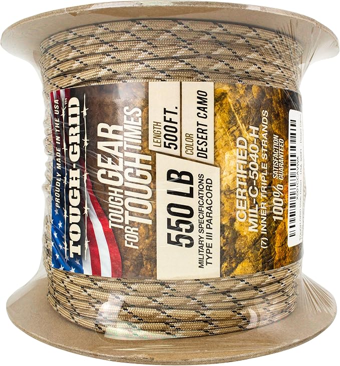 TOUGH-GRID 550 Paracord Rope Nylon Parachute Cord, Made in USA Survival Kit - Image 3