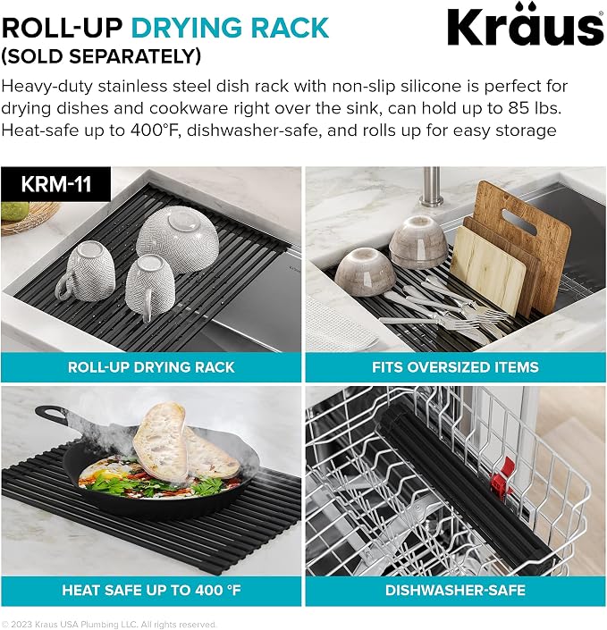 KRAUS Bellucci 18-inch Granite Workstation Drop In Top Mount Single Bowl - Image 15