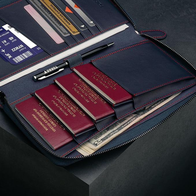 TORRO Premium Leather Family Travel Wallet, RFID Blocking Travel Organizer - Image 5