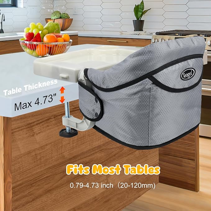 Hook On Chair with Removable Dining Tray, Folding Baby Chair, Portable Table - Image 2