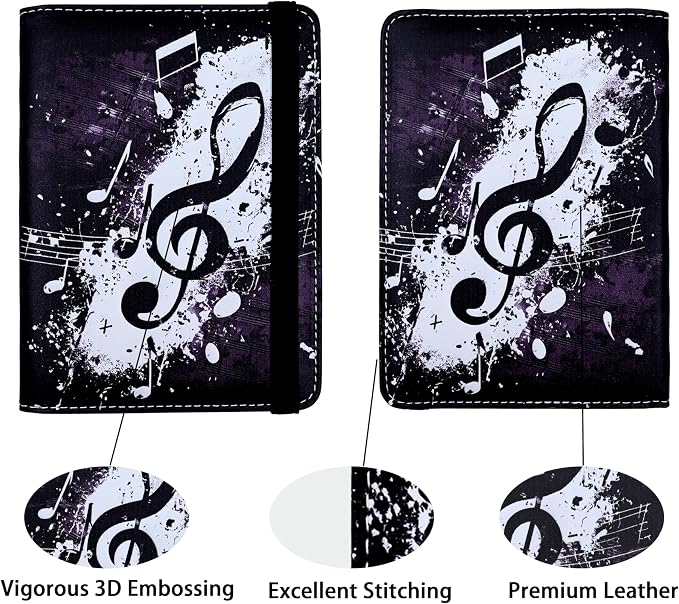 Music Note Passport Holder for Women and Men PU Leather Passport Cover for - Image 2