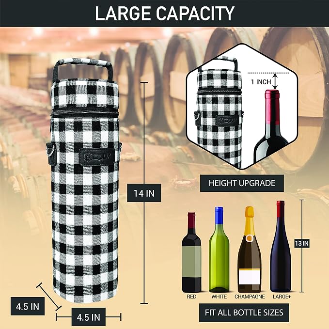 opux Wine Bag Single Bottle Carrier Tote, Insulated Wine Cooler Bag - Image 3