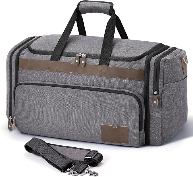 SHOWKOO Duffle Bag for Travel 60L Expandable Canvas Travel Bag Durable Vintage by SHOWKOO