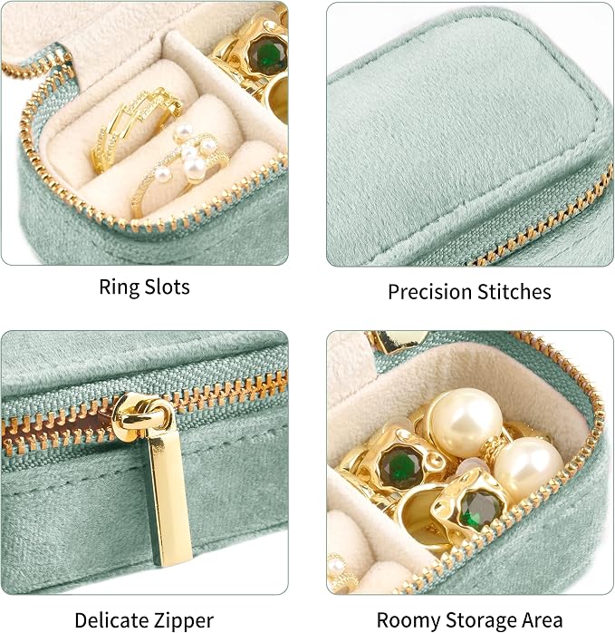 TAIMY Mini Jewelry Travel Case, Velvet Small Travel Jewelry Box, Portable - Image 4