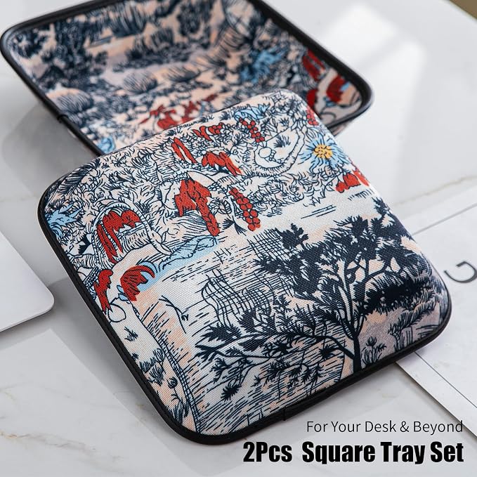 2025 Improved Design Premium Square Fabric Valet Tray Organizer Set of 2 - Image 7