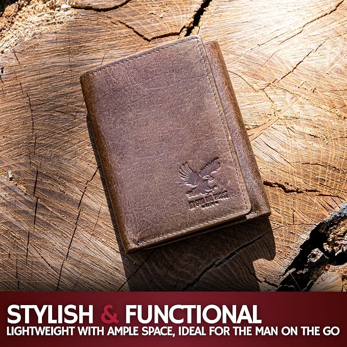 BULL GUARD Best Leather Men's RFID Trifold Wallet - Image 5
