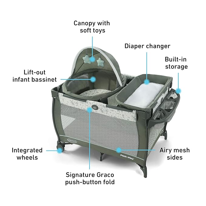 Graco Pack ’n Play Travel Dome Playard, Portable Bassinet - Image 6