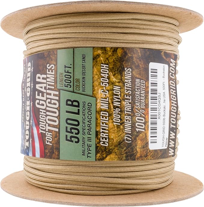 TOUGH-GRID 550 Paracord Rope Nylon Parachute Cord, Made in USA Survival Kit - Image 3