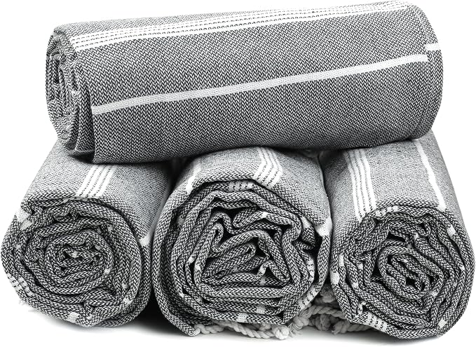 HILLFAIR Cotton Turkish Beach Towels, Quick Dry Lightweight Sand Free Peshtemal - Image 7