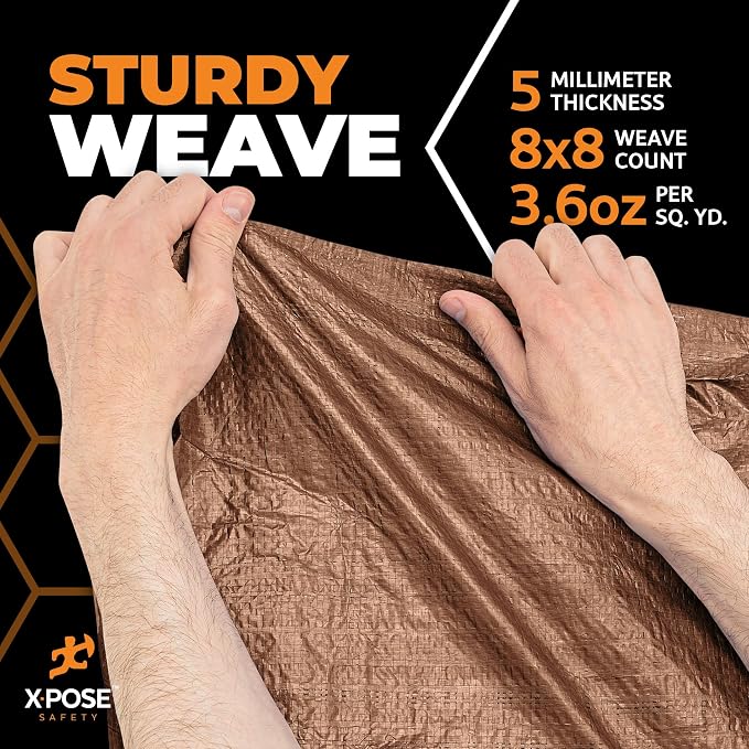 Multipurpose Protective Cover Brown Poly Tarp 18' x 24' - Image 5