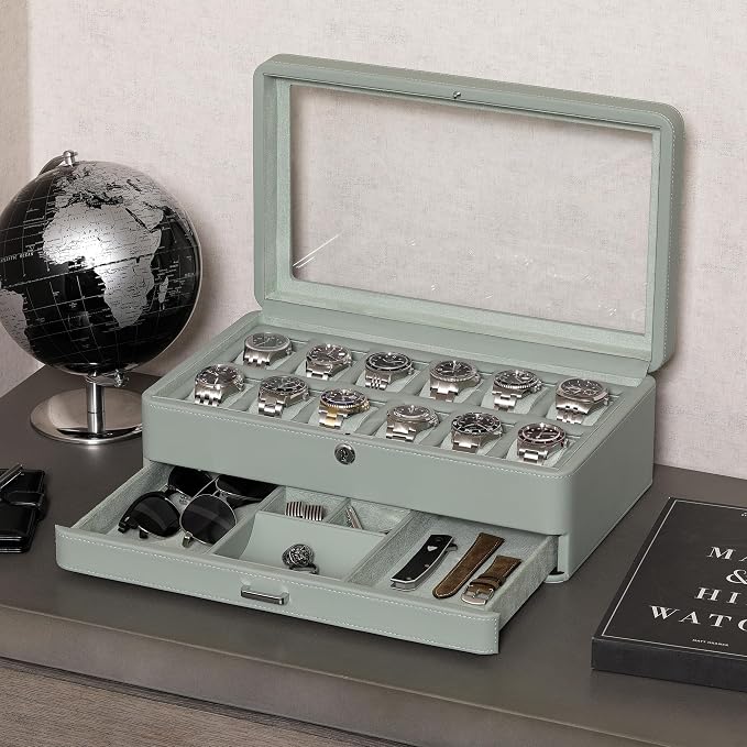 ROTHWELL Luxury Watch Box for 12 Watches – PU Leather Watch Box - Image 2