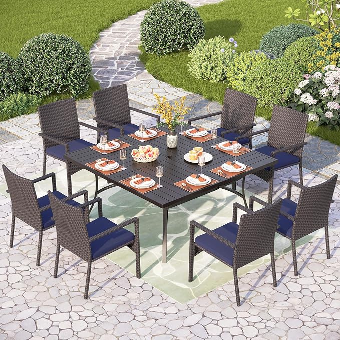PHI VILLA Patio Wicker Chair Set of 2, Outdoor Modern PE Rattan Armchair - Image 6