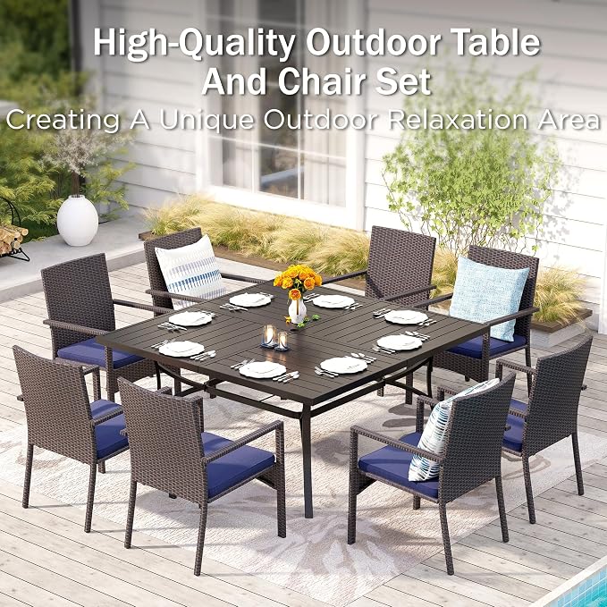 PHI VILLA Outdoor Rattan Dining Chairs Set of 6, Modern Wicker Armchair - Image 6