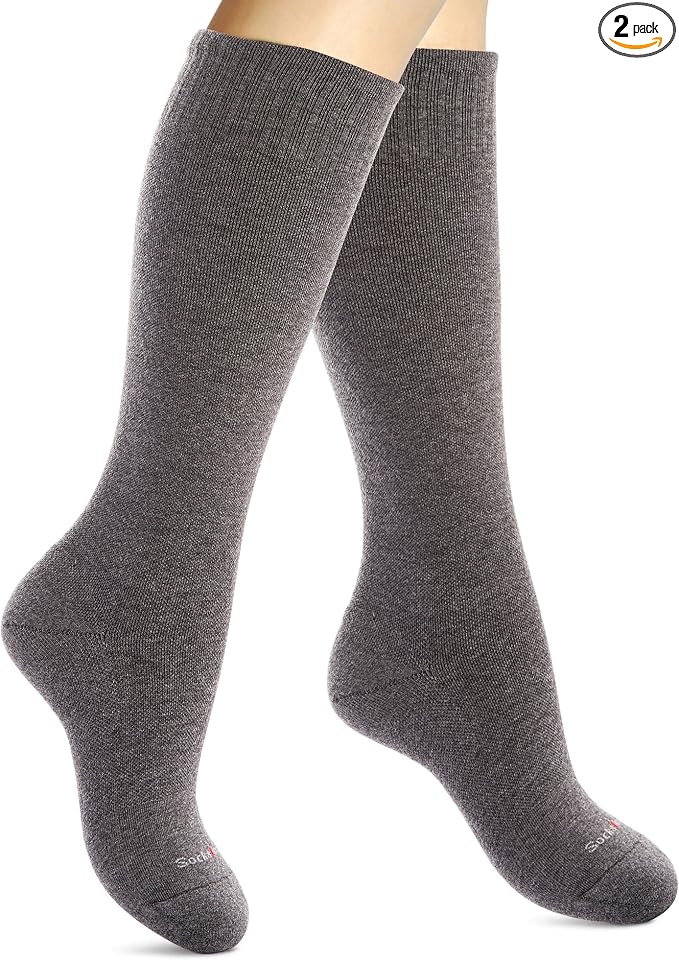 Cotton Compression Socks for Women & Men. 15-20 mmHg Support Knee-High Charcoal by SocksLaneCompression