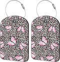 2 Pack Cute Luggage Tag for Suitcases Pink Butterfly and Leopard Leather by iapodiad