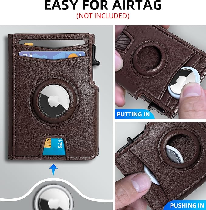 Airtag Wallet for Men, with Money Clip 10 Cards Metal Case Smart Slim Pop Up - Image 4