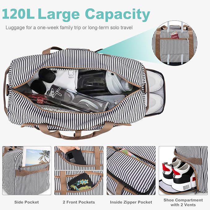 120L Duffle Bag for Travel, Large Foldable Waterproof Travel Duffel Bags - Image 7